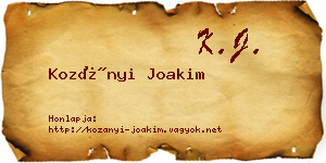 Kozányi Joakim névjegykártya
