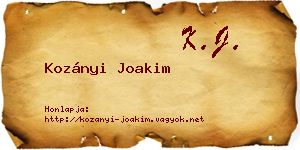 Kozányi Joakim névjegykártya